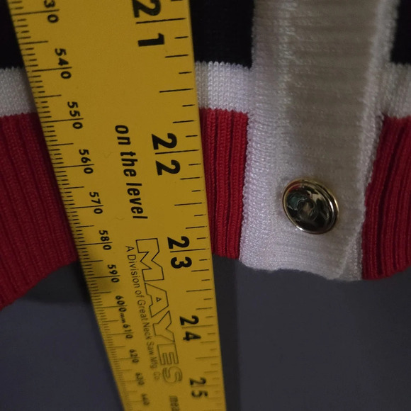 Debbie Morgan Cardigan Stripes Gold Button Size Medium Preppy Office Coastal - Picture 5 of 8